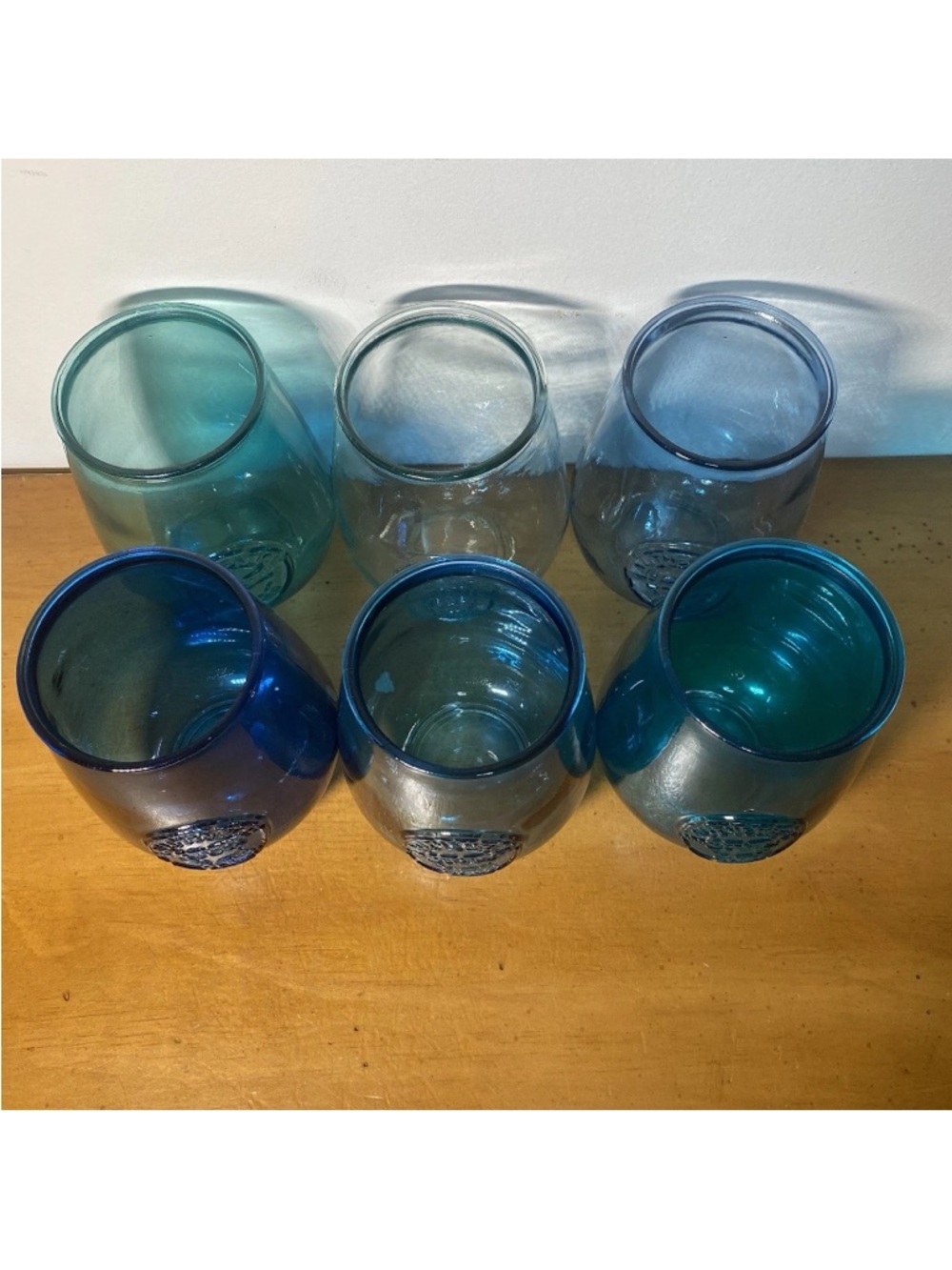 San Miguel Wine Glasses Authentic 100% Recycled Tumblers Blue 14 Oz, Set Of 6 - Picture 2 of 9
